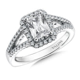 Emerald-Cut Halo Engagement Ring